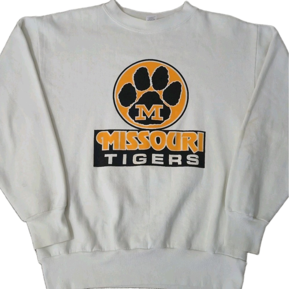 Vintage 80s Missouri Tigers Mizzou Sweatshirt Crewneck Men's Size Large USA Made
